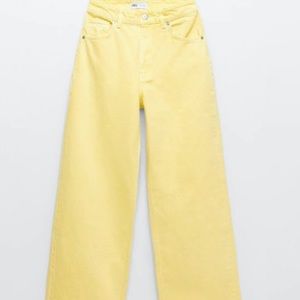 NWT Zara High-Rise Full Length yellow corduroy pant in size 8